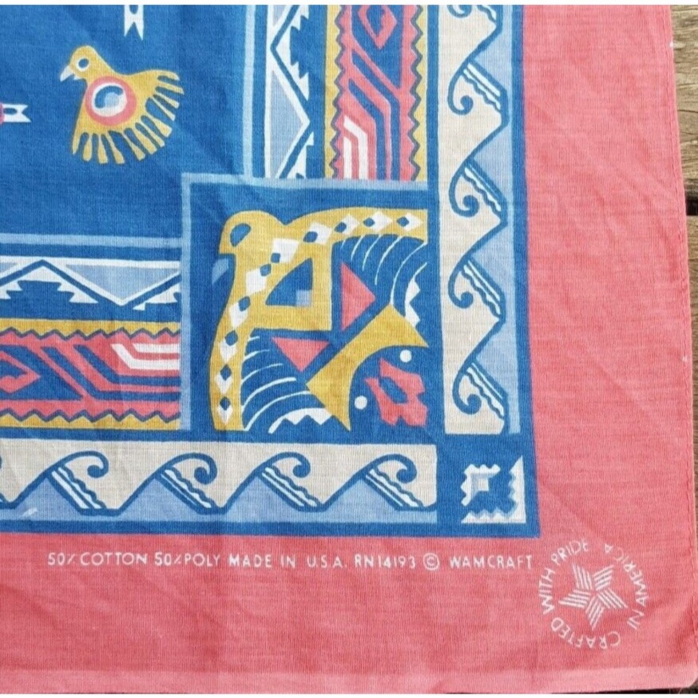 Vintage Wamcraft Southwestern Bandana PUEBLO Indian Thunderbird Cotton 14193